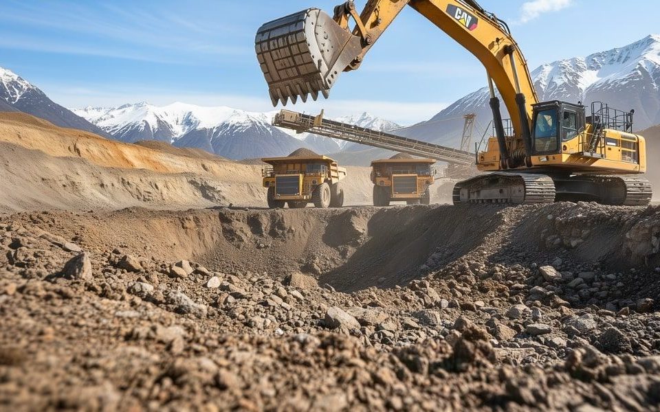 Machinery extracting rare-earth minerals in Alaska’s rugged terrain