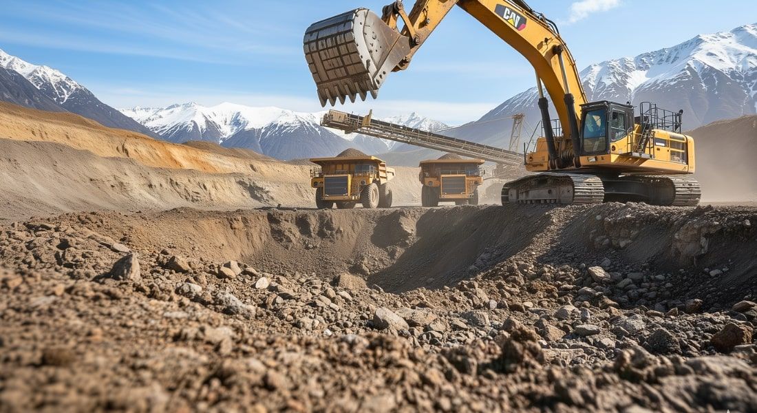 Machinery extracting rare-earth minerals in Alaska’s rugged terrain